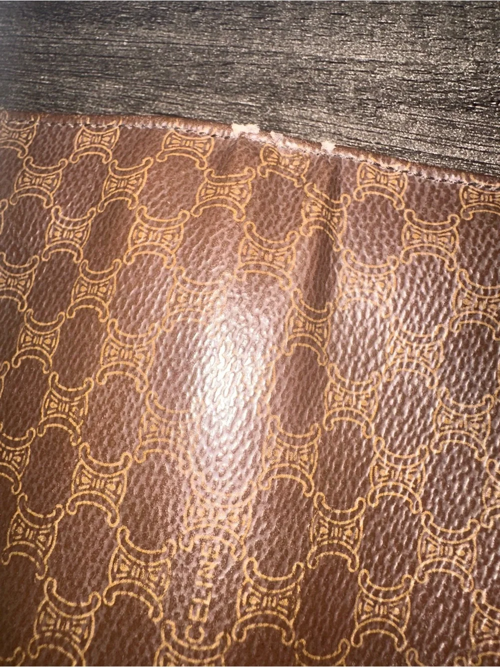 Vintage CELINE Macadam Triomphe Canvas Leather Trifold Wallet Italy